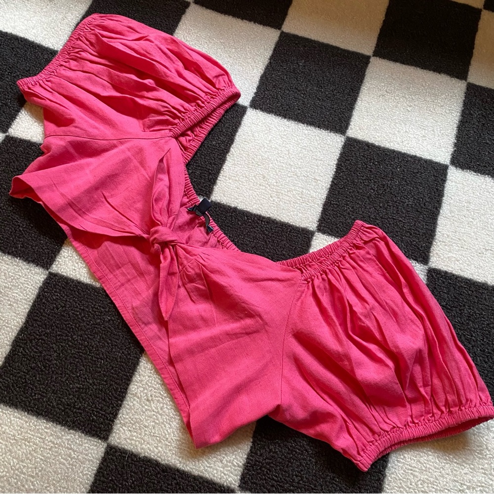 shore brand puffed sleeve top - Picture 3 of 7